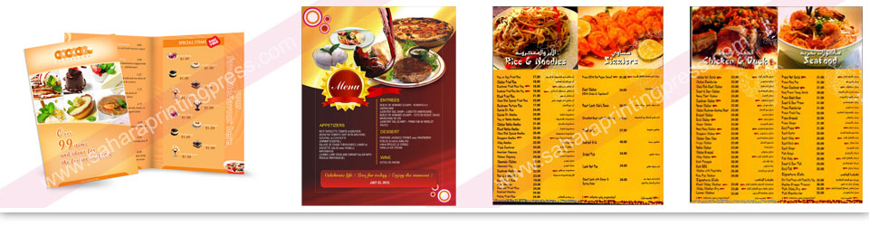 Hotel Menu Card Printing Dubai